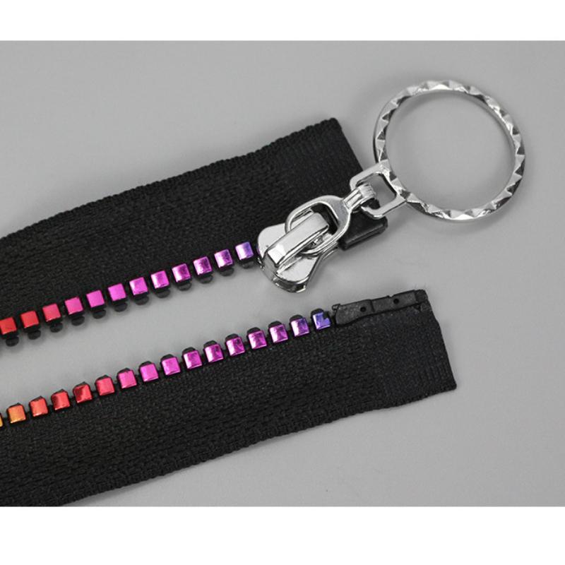5# Rainbow Color Zippers Tape with Zipper Slider 40-80cm Zipper Tape Household Sewing Accessories Clothes Bag Universal