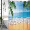Ocean Beach Coconut Tree Shower Curtain, Bathroom Decorative Shower Curtain, Waterproof Shower Curtain with Hooks