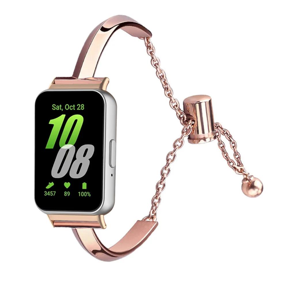 Neues Armband für Samsung Galaxy Fit 3 Damen Metall Edelstahl Smartwatch Zubehör Armband für Galaxy Watch Fit 3 Armband