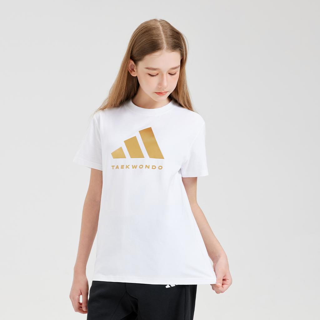 New Adidas Short Sleeved T Shirts White Gold Children Aged 3 7 Years Old ADICLTS24TKT-WG