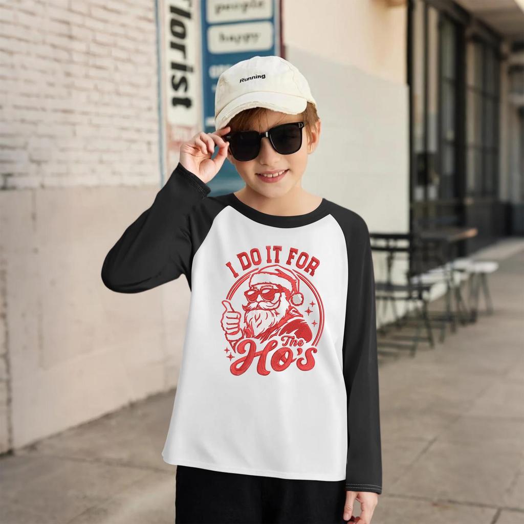 Kids' Fashionable Comfortable Christmas Print Neck Pullover Long Sleeve Top