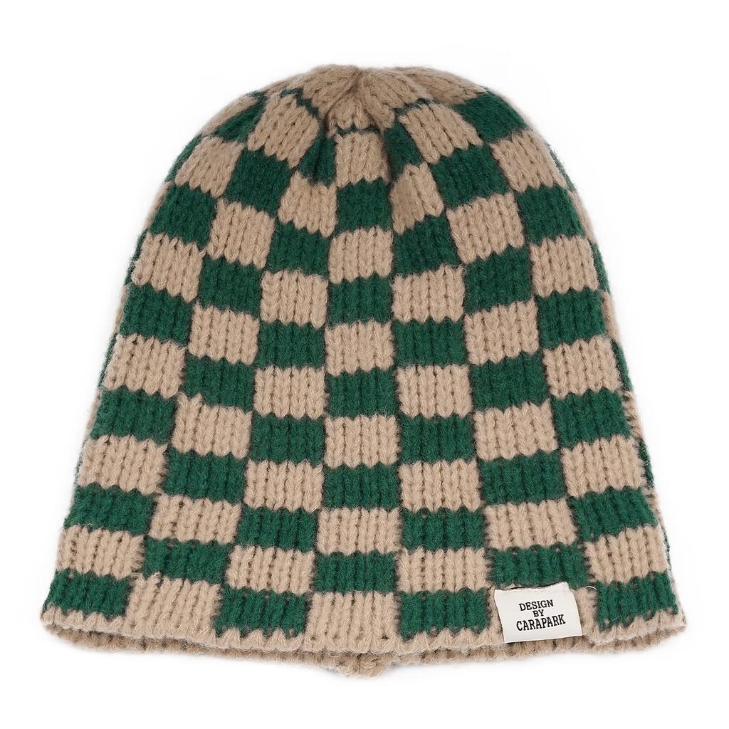 Clape Knit Cap for Men and Check Simple and Watch Cold Warm Hat for Outdoor Snowball Fishing Women, Polyester, Stretchy, Double-Layer Fabric, 2-Color