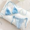 Dámský bikiny set s vázáním na straně, plavky s vodním vzorem 0901