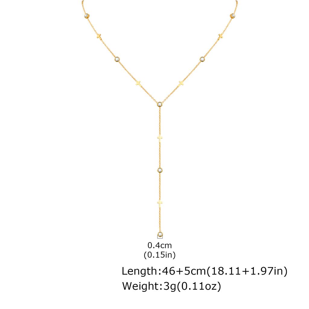 Classic Cross Zircon Y-shaped Necklace for Women,Butterfly Heart Shaped Choker Necklaces,Gold Color Stainless Steel Jewelry Gift