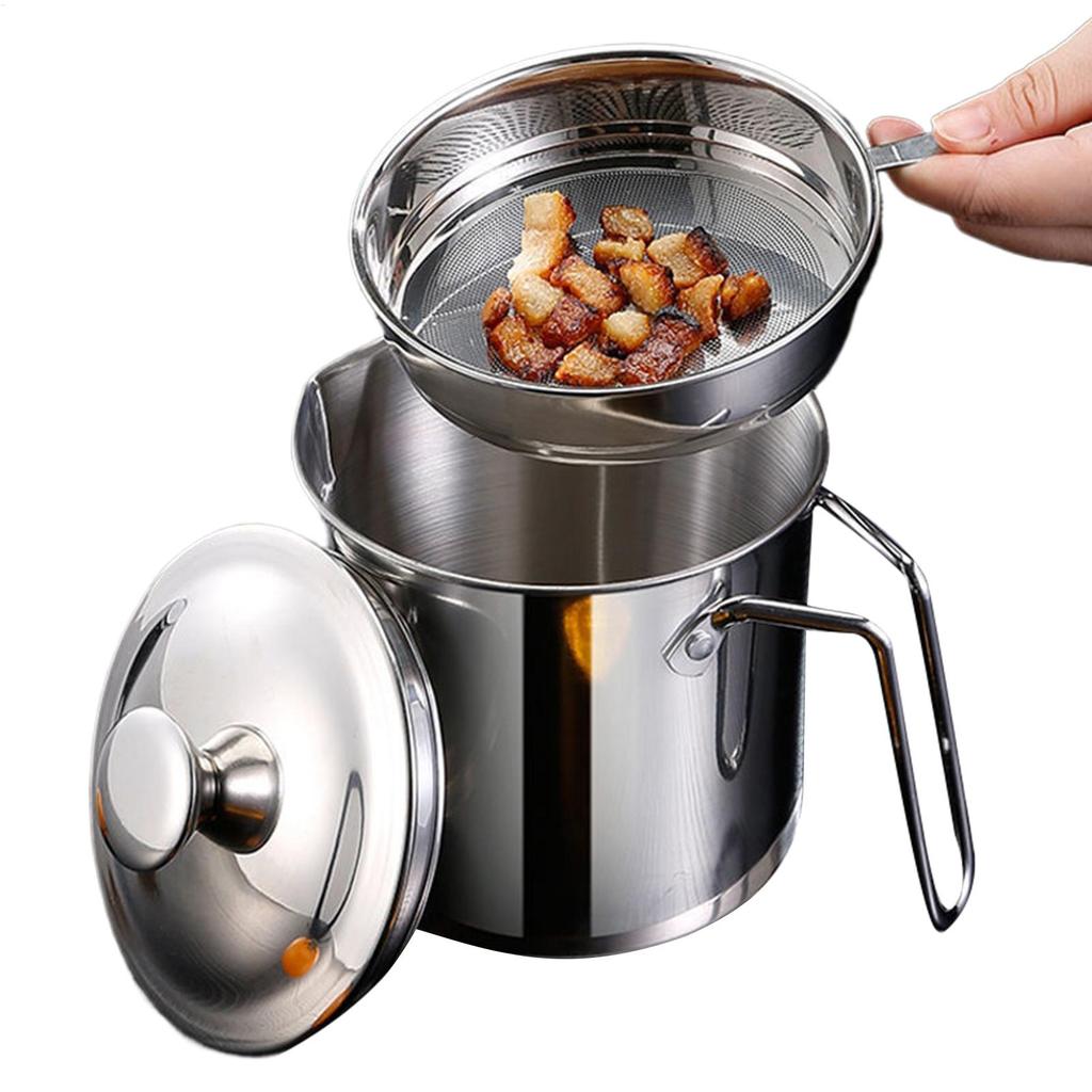 Oil Dispenser Bottle Stainless Steel Fine Mesh Filter Food Grade for Olive Soup Storage Cooking Frying Home Apartment  Camping