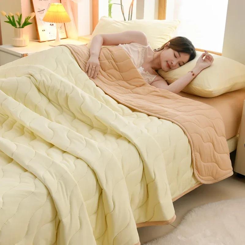 New Floral Spring Summer Quilt and Pillowcase Soft Skin-friendly Single Double Blanket Knitted Breathable Thin Comforter Duvet