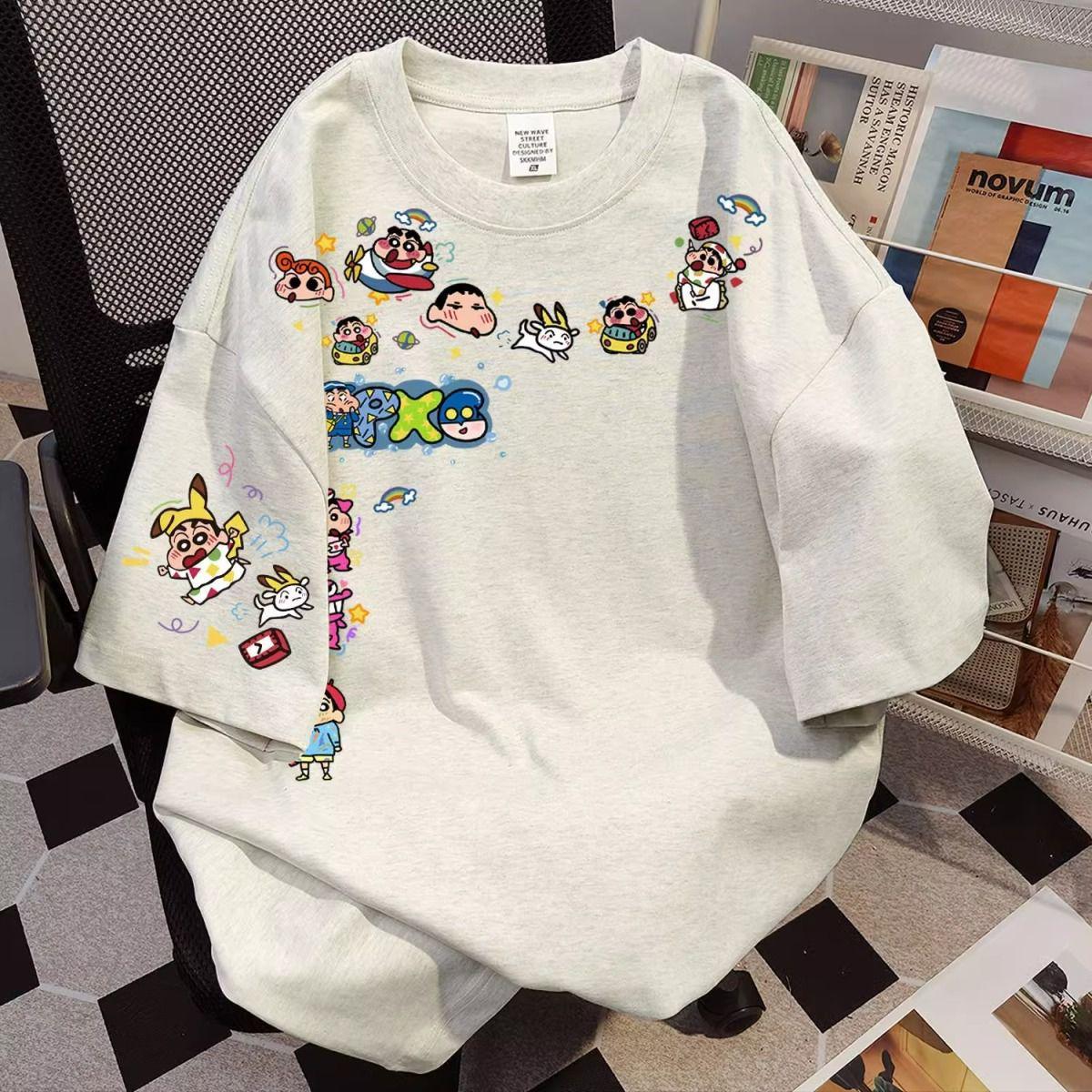 

Women s Retro Pure Cotton Heavyweight Short Sleeve T-shirt L серый/белый