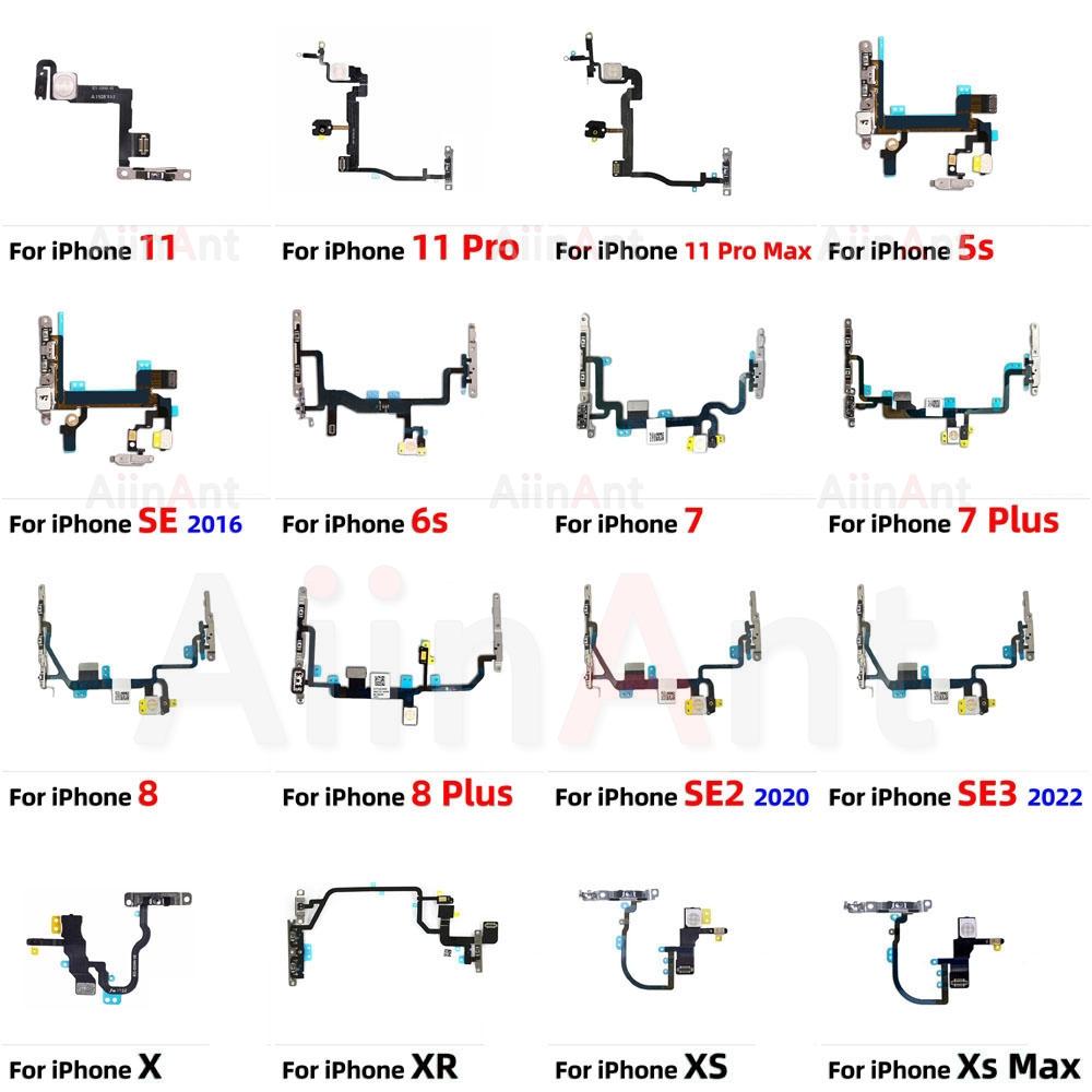 AiinAnt Power Volume Buttos Flash Light Power Flex Cable For iPhone 11 Pro X XR Xs Max SE 7 8 Plus SE 2 3 2020 2026 Phone Pars