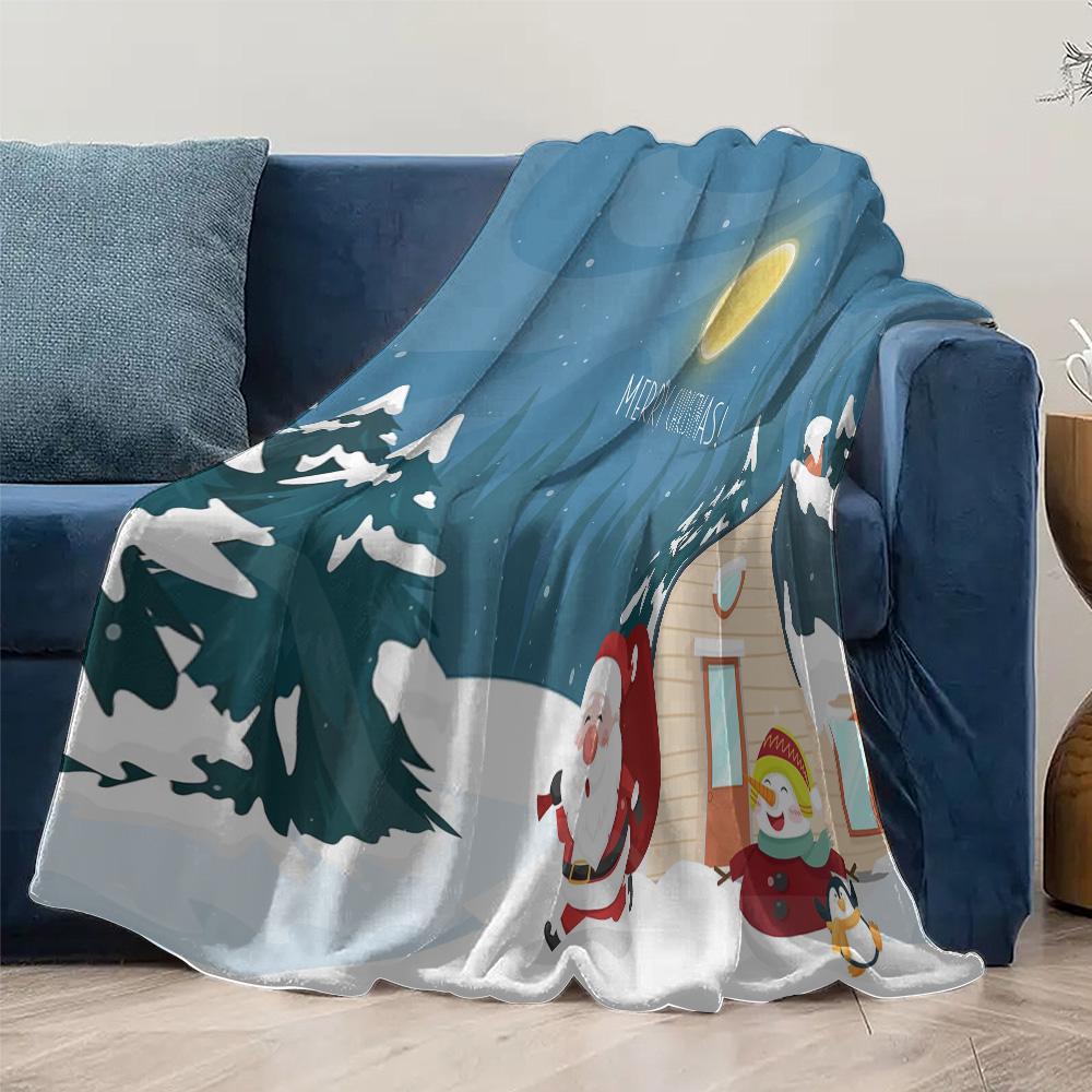 Tuniu Christmas Santa Snowman Print Blanket Sofa Bed Living Room Decorative Throw Blanket