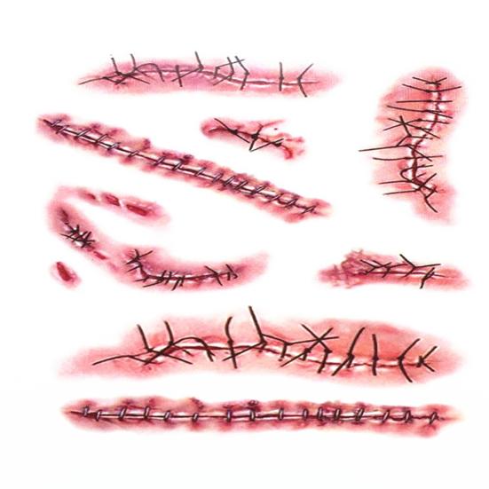 Autocolant pentru tatuaj temporar cicatrice sângeroasă de Halloween 3D, autocolant pentru machiaj de artă corporală