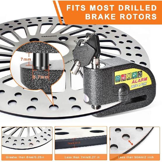 Motorrad-Alarmplatte, Bremsschloss, Motorradschloss, Diebstahlsicherung, Roulette-Radschloss, wasserdicht, 110 dB Alarm, Tonband, 1,5 m Erinnerungskabel, Schlüssel