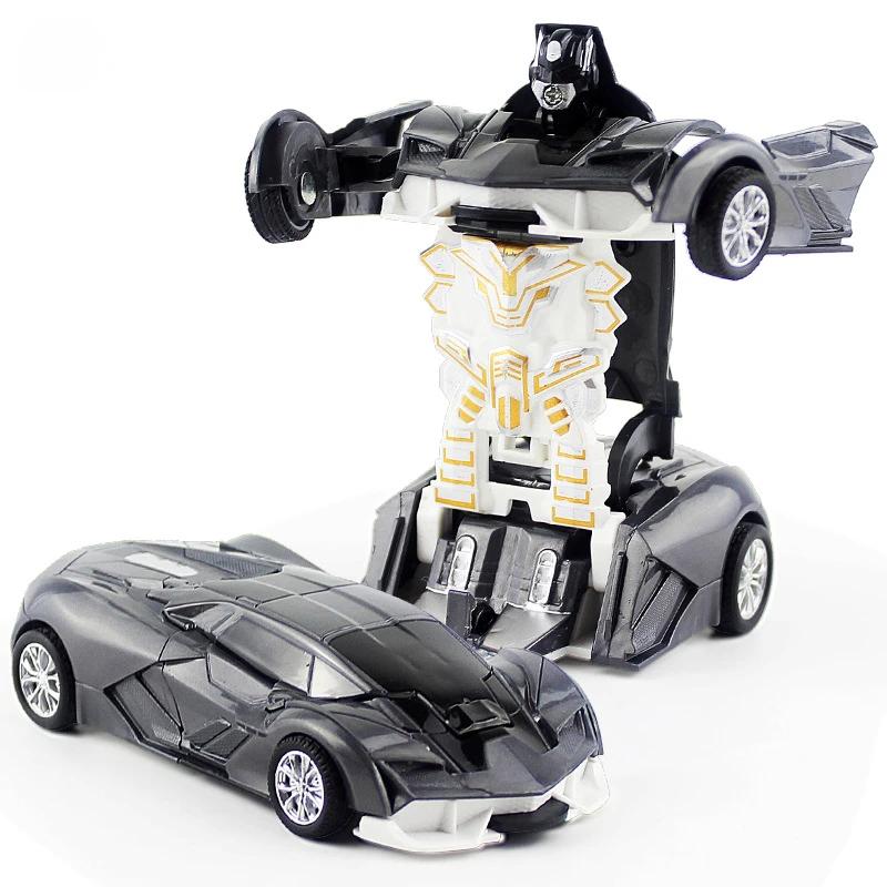 Ein-Tasten-Automatik-Transformationsroboter-Automodell-Spielzeug für Jungen Kinder Kunststoff Lustige Actionfiguren Deformationsfahrzeuge Auto Kind