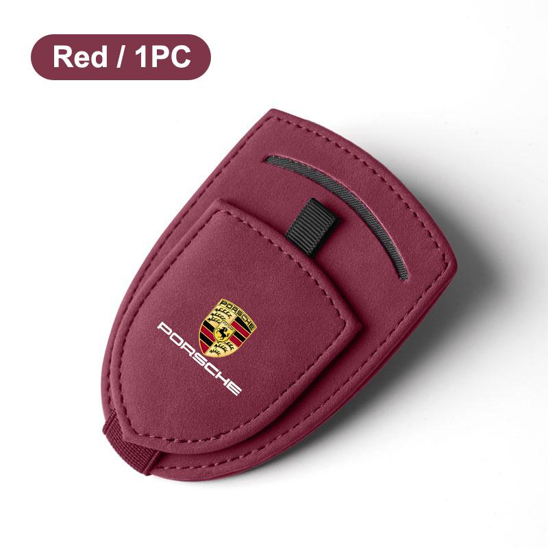 KSRQ6 Car Sun Visor Glasses Clip Card Storage Holder For Porsche Panamera Cayenne Taycan Boxster 911 Carrera-GT 928 944 918-Spyder 718