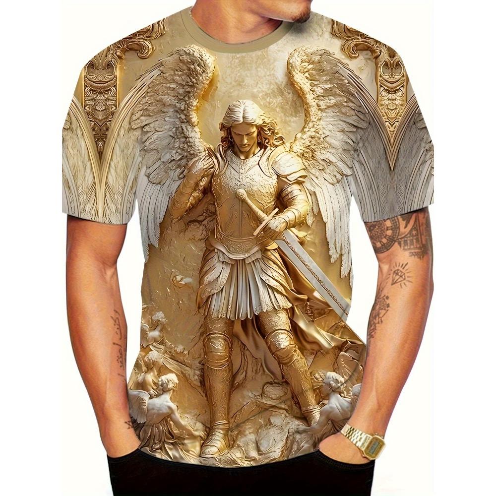 Summer Fashion Angel Warrior Wing Graphic Men's T-shirt Streetwear Outdoor Casual Plus Size Tees Top Women Clothing