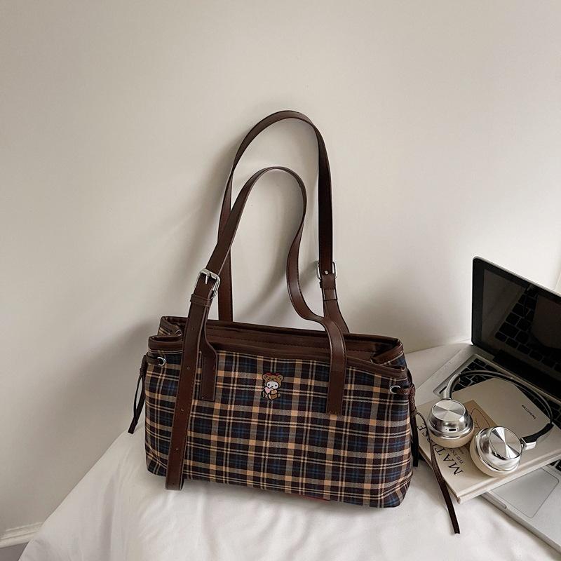 

2025 новая сумка корейский нишевый рюкзак женский простой рюкзак текстура женская сумка клетчатая сумка через плечо 34*15*42