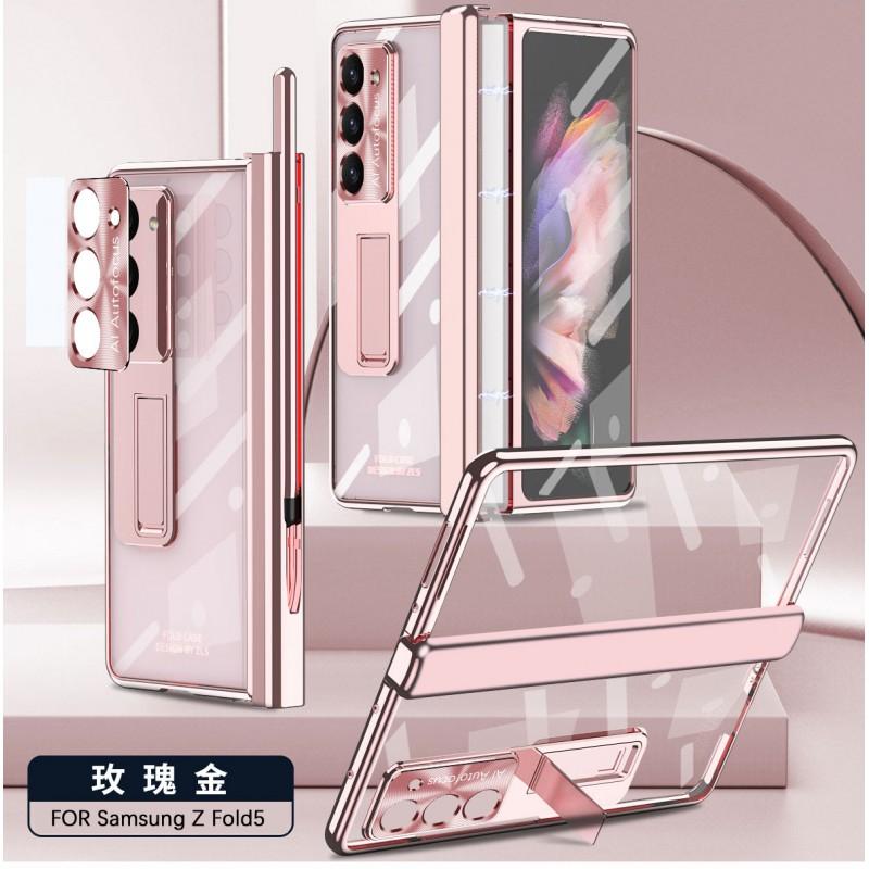 Galaxy Z Fold5 Protective Case With Magnetic Hinge Shockproof Transparent PCMetal Full Cover Foldable Phone