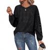 Women's Solid Color Round Neck Elegant Petal Hollow Long-sleeved T-shirt