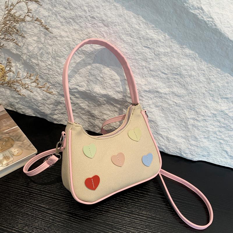 Fashion small fresh armpit bag 2025 autumn new high-value peach heart casual versatile shoulder messenger bag