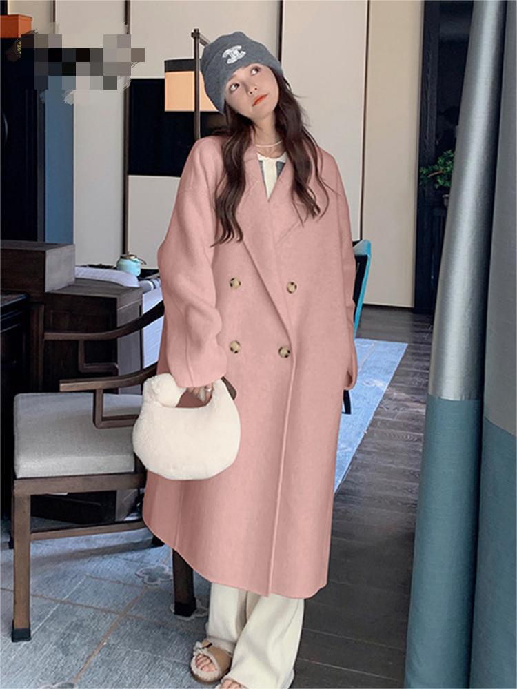 

Autumn and winter thickened double-sided cashmere coat temperament medium and long high-end commuter woolen coat women M 120-72.5 kg