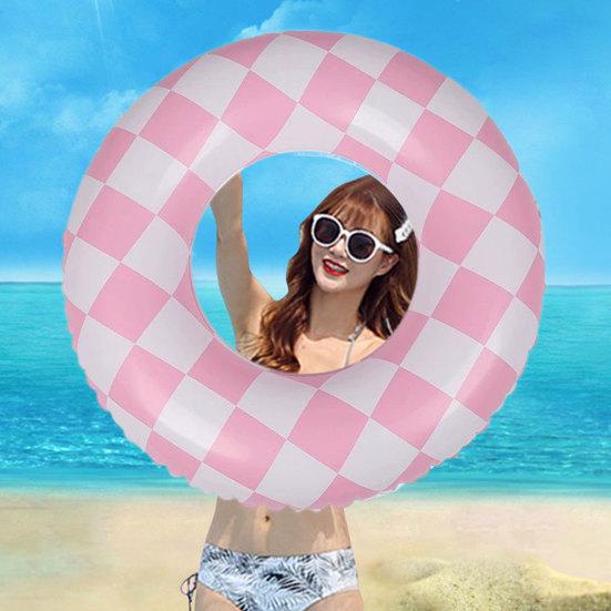 Kids Swimming Ring Thickened Inflatable Safe Swim Trainer PVC Chess Grid Kids Swimming