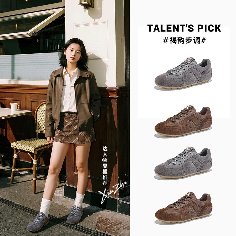 Wulacao Pigskin Insole First Layer Cowhide Women's Autumn New Flat-bottomed Sports Women's Shoes