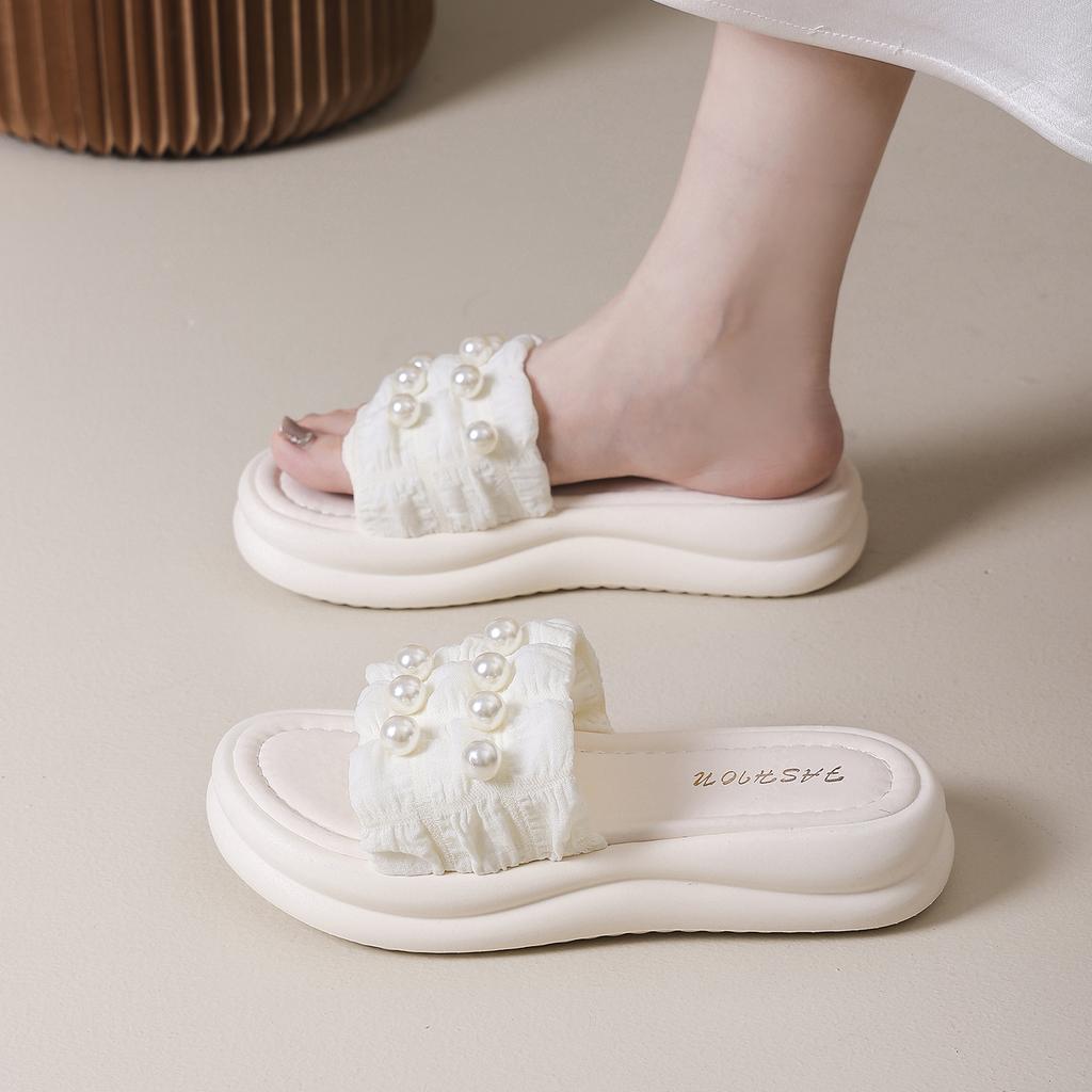 Fashion String Bead House Slippers Platform Women Luxury Shoes Pantofle Slides Designer 2025 Shoes Slippers Casual String Bead Platform