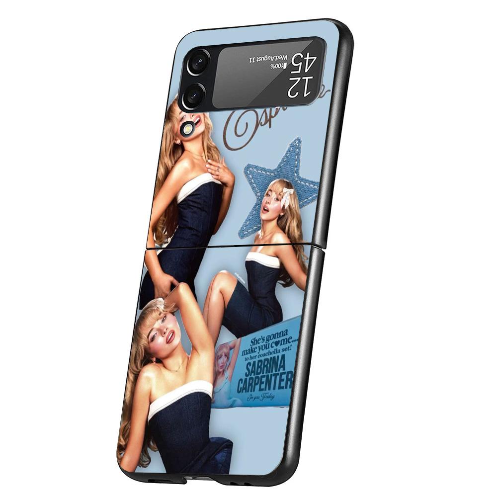 CR66 S-Sabrina C-Carpenter Cover Phone Case For Samsung Galaxy Z Flip 7 6 5 4 3 5G Flip7 Flip6 Flip5 Flip4 Flip3 Black Fundas Sh