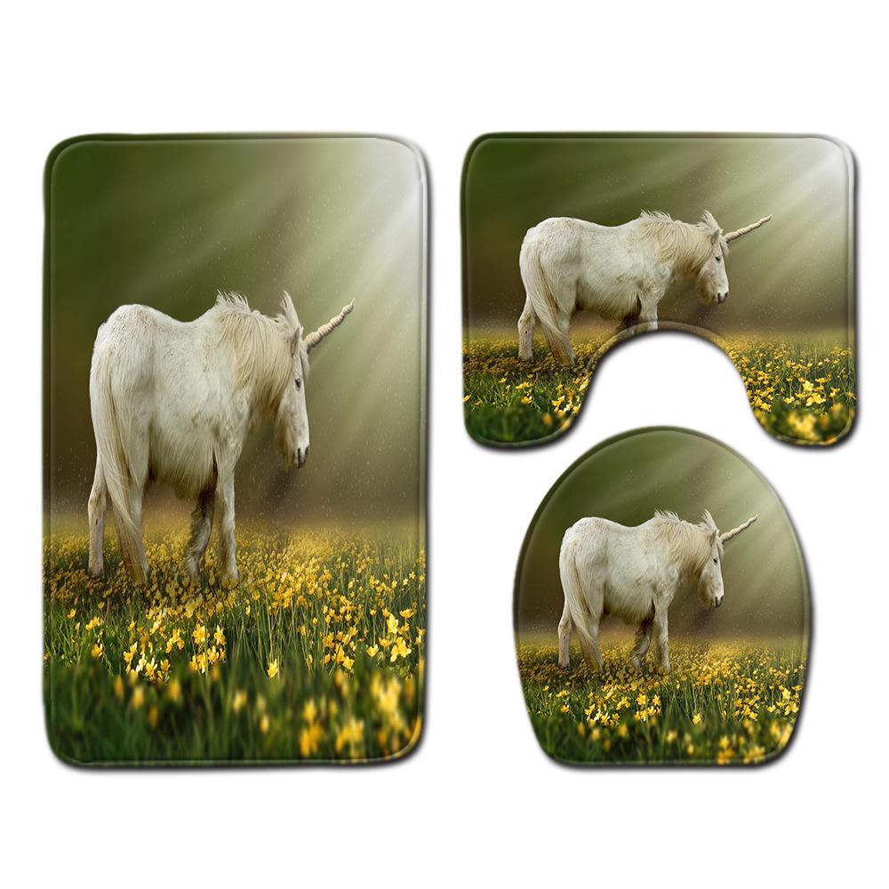 Einhorn Badezimmer Bodenmatte Toilette Dreiteiliges Set