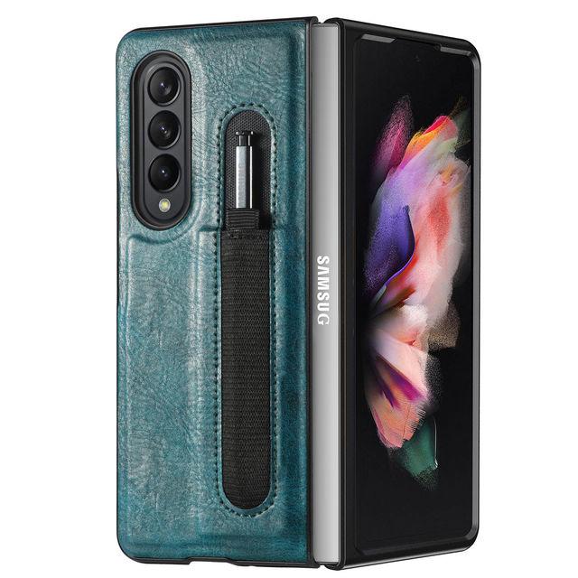 Wysokiej jakości skórzane etui do Samsunga Galaxy Z Fold 4 Smukła konstrukcja z uchwytem na długopis Pokrowiec zabezpieczający przed upadkiem do Galaxy Z Fold 3