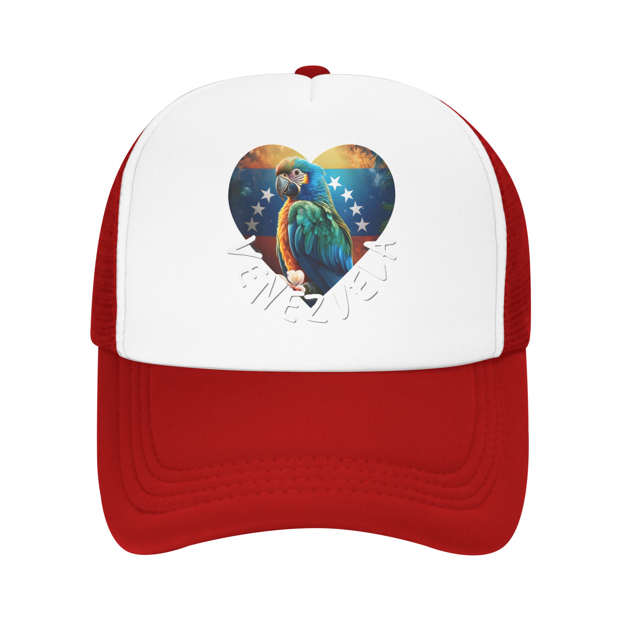 Venezuela Stars Flag with Guacamaya Mesh Baseball Caps Unisex Women Trucker Worker Cap Dad Hat Adjustable Summer Trucker Caps One Size