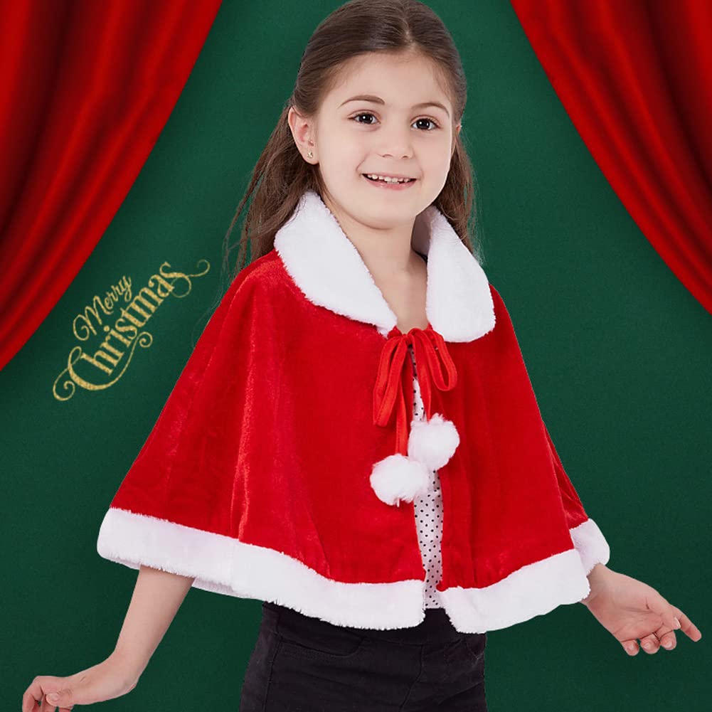 Moerstar Christmas Cape Cloak Santa Poncho Clear Stone Christmas Colorful Cape for New Parties Costume, Cosplay, Women, Red, Kids, Adults, Girls,