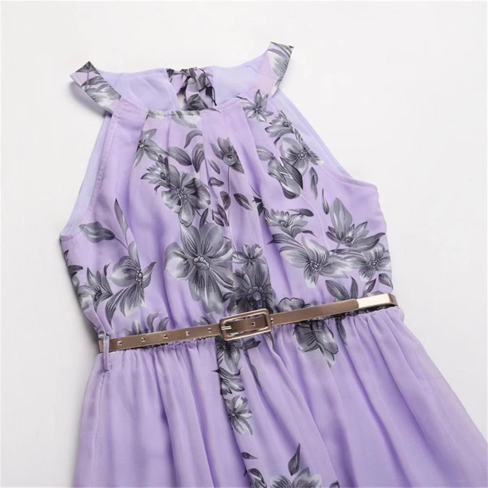 Chiffon Beach Beach Super Fairy Plus Long Floral Print Everyday Travel [SDSXZWG] Women's Dress, Sleeveless, Slimming, Summer, Vacation, Dress, Size,