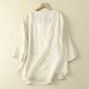 Embroidered Round Neck Shirt Cotton Linen Women's Loose Top