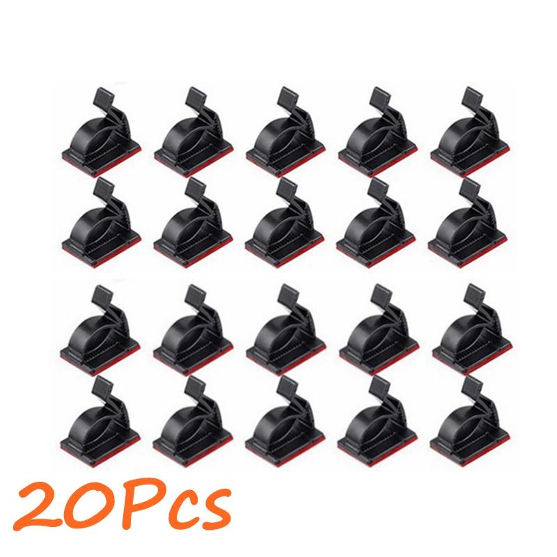 20 Pcs Cable Clips Self Adhesive Cord Management Black Wire Holder Organizer Clamp Self-adhesive Car Wire Clip Accessories