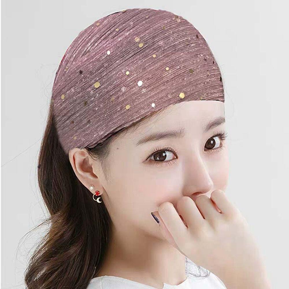 Shiny Cloth Cover the White Hair Women Headband Mesh Hairbands Sequin Hair Band Korean Headwear