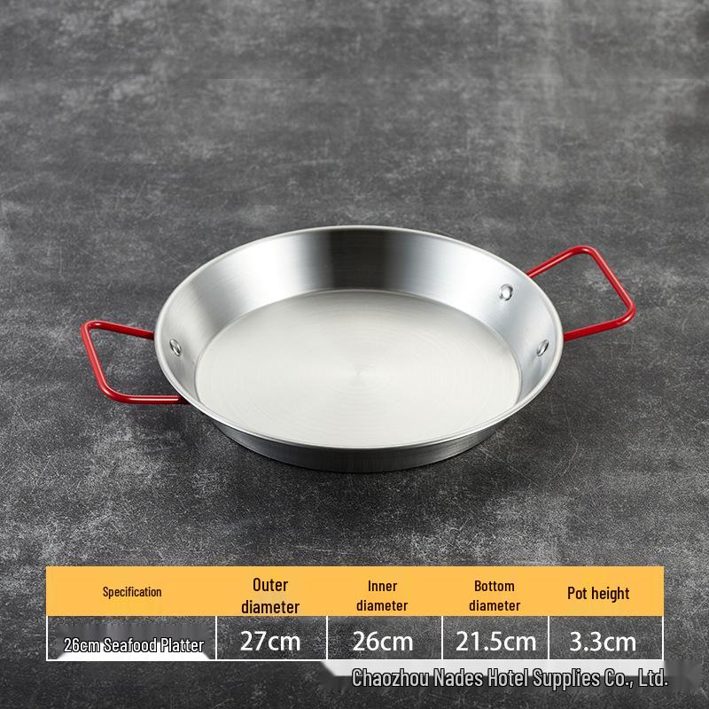 Gold Thickened Stainless Steel Seafood Plate with Handles - Korean Style for Crawfish, Fries, Fried Chicken, and Rice.