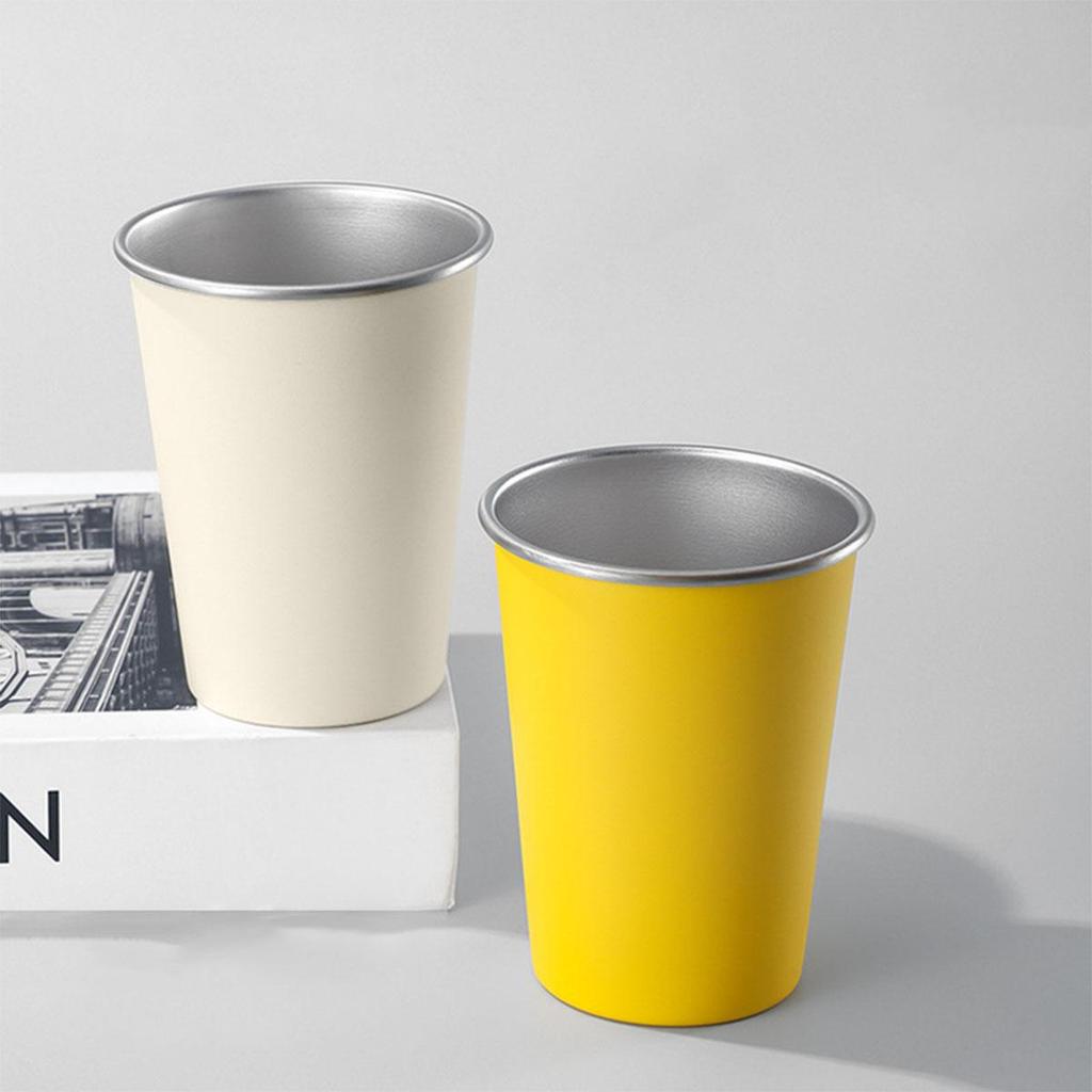 Stainless Steel Cups 350ml (5 Pack) Children Adult Stainless Steel Coffee Cups Stackable Durable Metal Drinking Glasses for Home Party Camping Outdoor