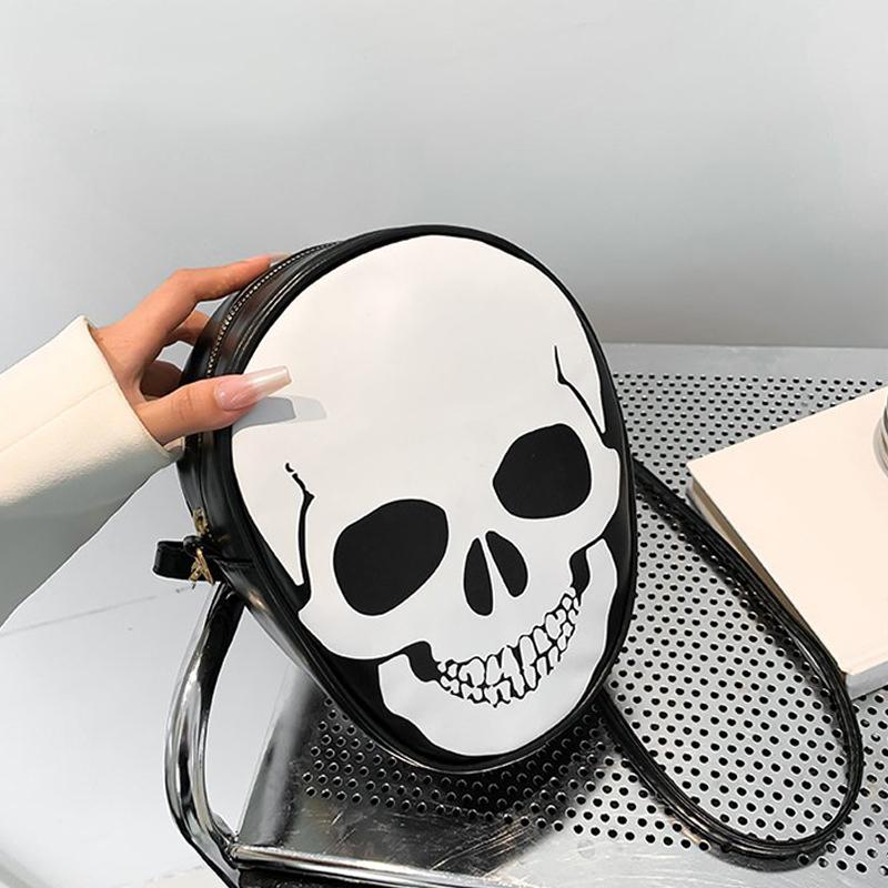 Fashion Casual Women's Shoulder Bag Skull Pattern Color Contrast Design Crossbody Bag For Halloween Festivals Party