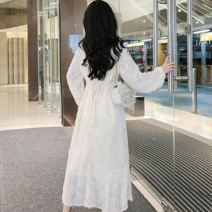 Early Spring Sweet Fishtail Dress Gentle Light Mature Style French Super Fairy V-neck Skirt