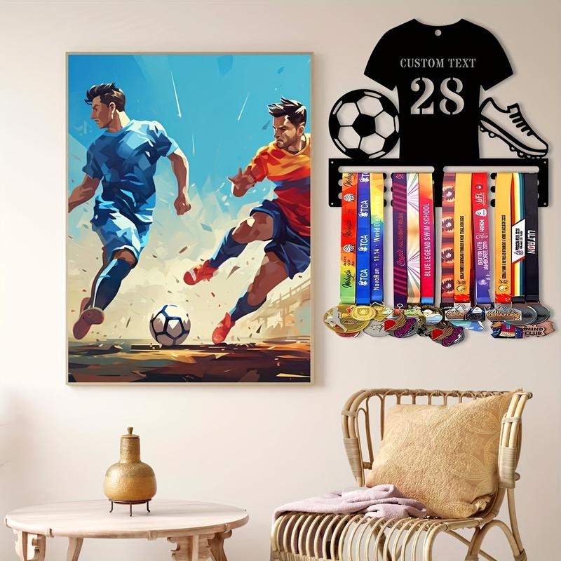 1pc Custom Iron Soccer Medal Hanger Personalized Football Jersey Number Medal Display Rack for Sports Awards