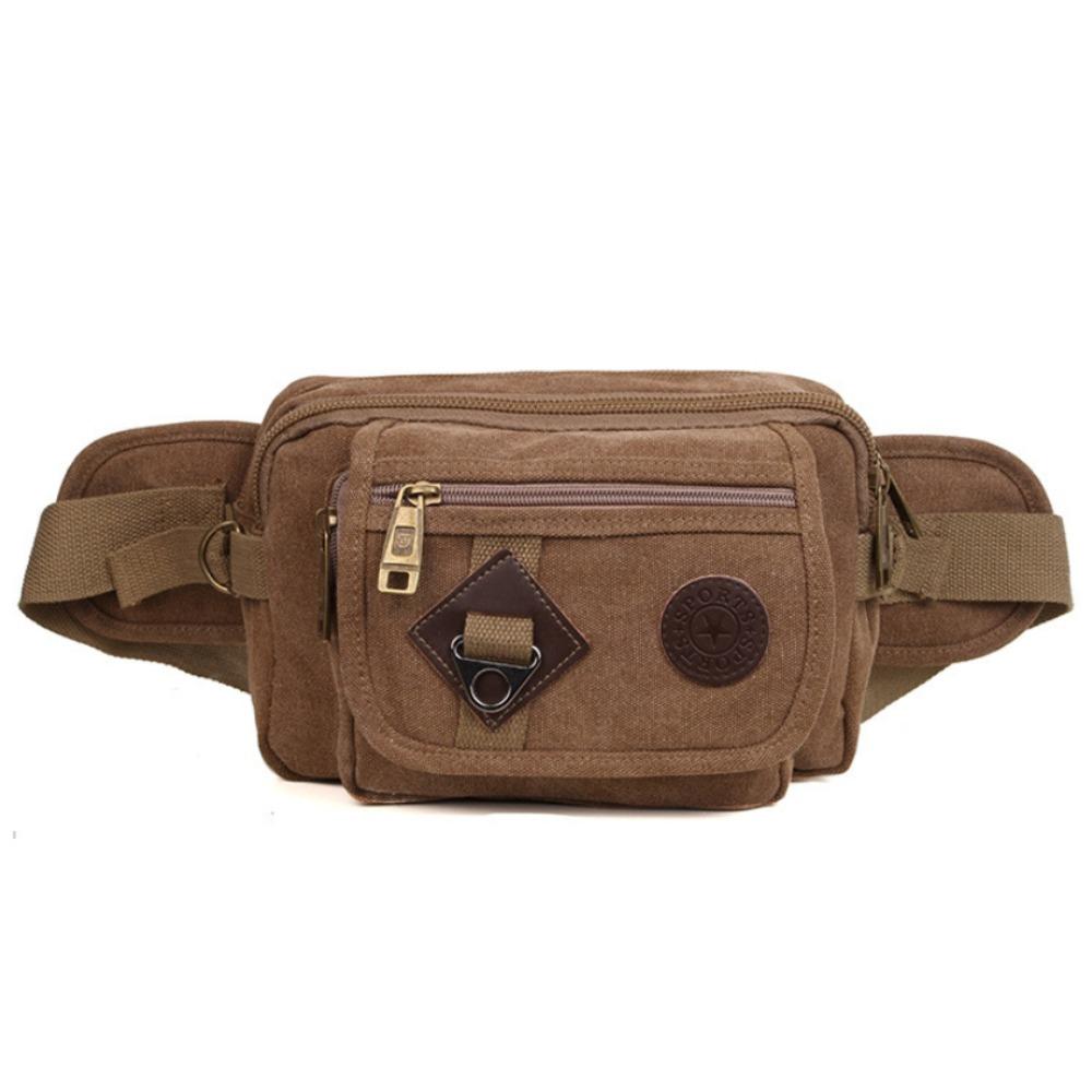 

Многофункциональная уличная поясная сумка из канваса, дорожная нагрудная сумка, чехол для телефона, сумка-банан для скалолазания, дорожная коричневый