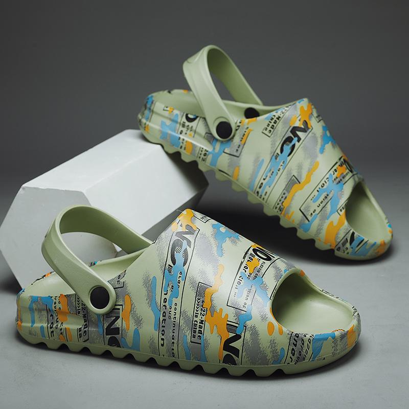 

Черные мужские уличные тапочки Легкие мужские пляжные туфли Нескользящие шлепанцы для ванной Мягкие домашние сандалии для дома Женские Большой 46 35-36 зелёный