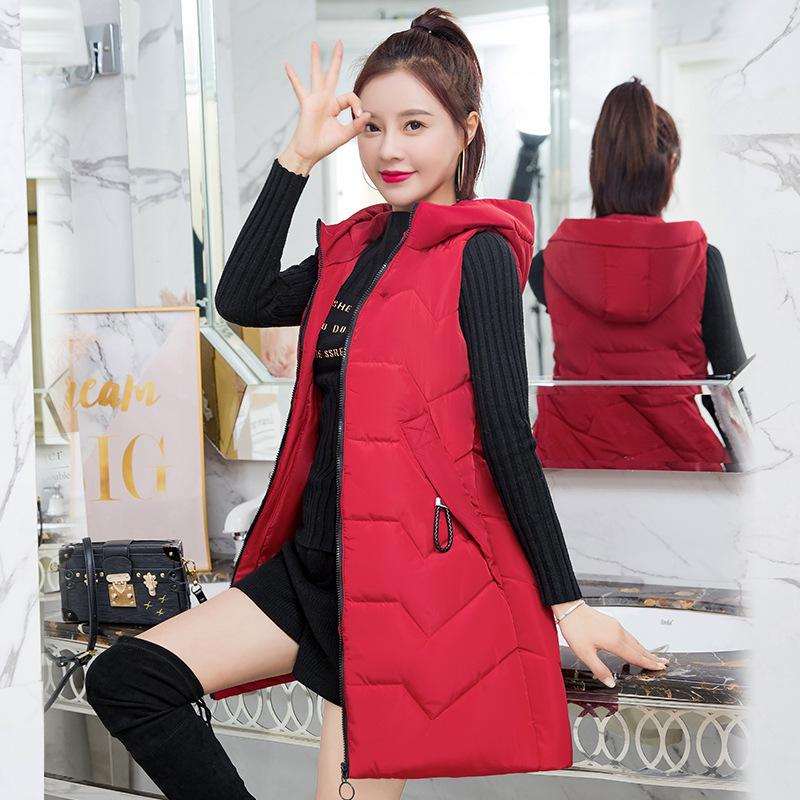 

Женский зимний толстый пуховый жилет с хлопковой шапкой и верхней одеждой средней длины XXXXL