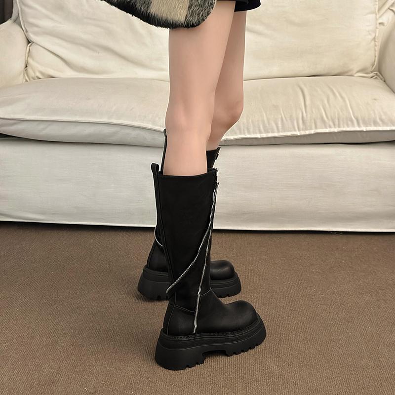 Fashion Retro British Platform Boots Women's Thigh Boots 2025 New Autumn