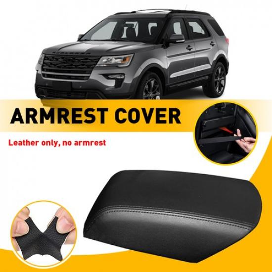 Fit 2011-2018 Ford Explorer Center Console Rest Arm Lid Armrest Skin Cover Black