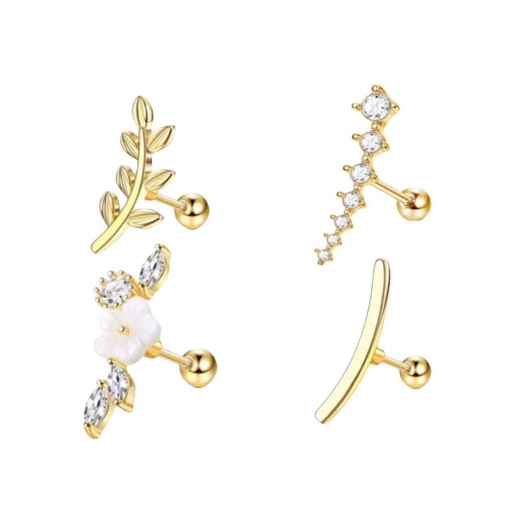 16G Edelstahl Zirkonia Ohrstecker für Damen Helix Conch Knorpel Piercing Schmuck Schraubverschluss