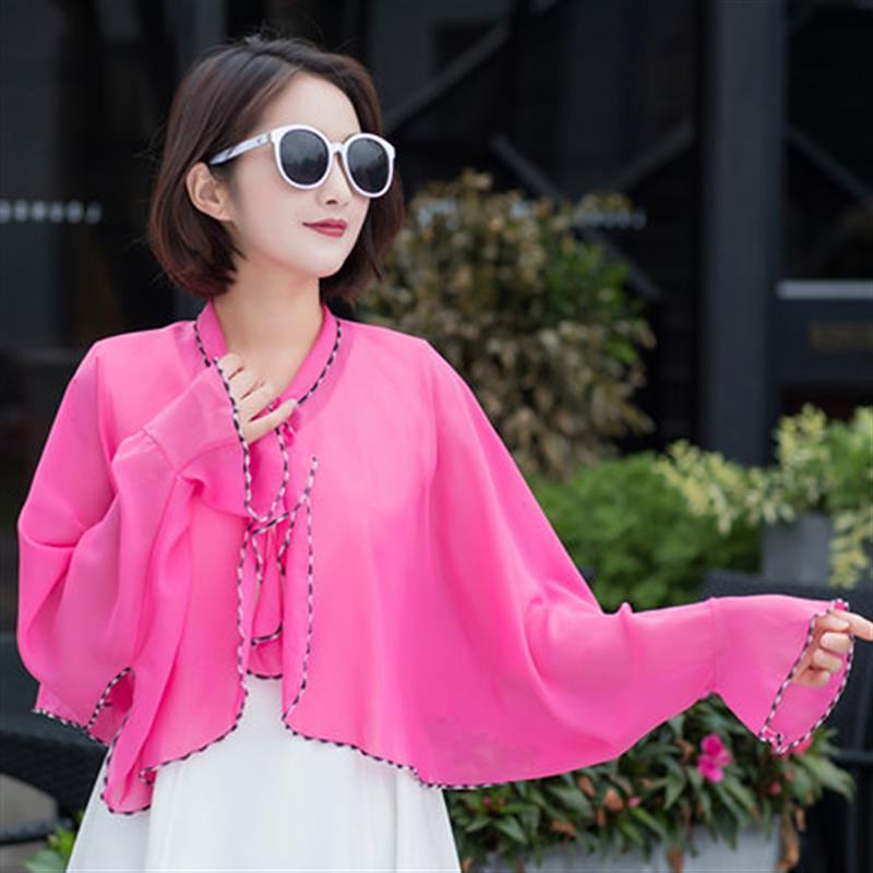 Spring Summer Chiffon Sunscreen Fake Collar Clothing Shawl Outdoor Riding Cashew Printing Sun Protection Sleeves Silk Scarf Wrap