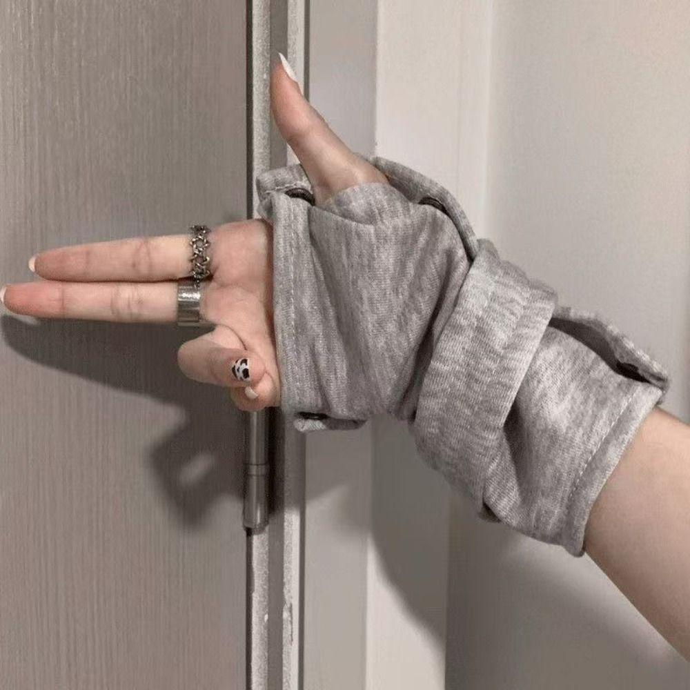 Warm Half Finger Gloves Decorative Design Hip Hop Gloves Versatile Fingerless Gloves For Couple