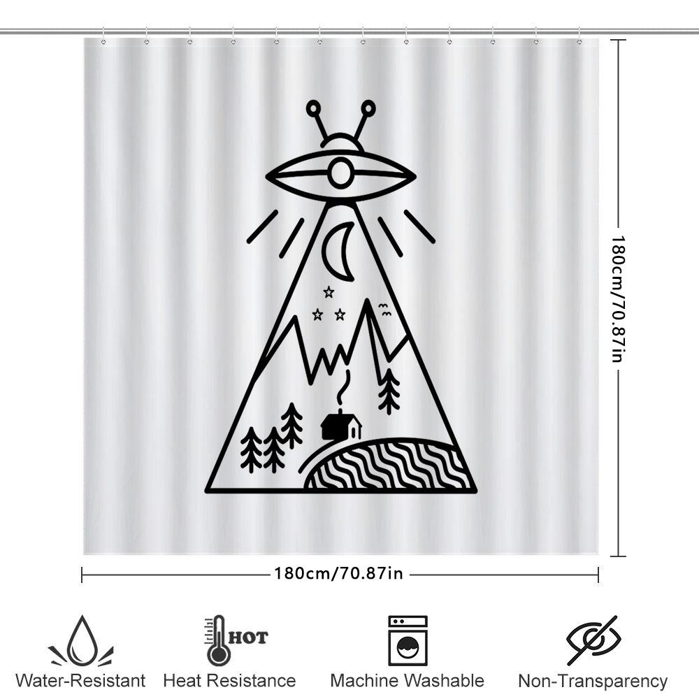 Mountain Cabin Shower Curtain Rustic Forest Landscape Nature Scenery Bathroom Decor Woodland Theme Shower Curtain Set Waterproof