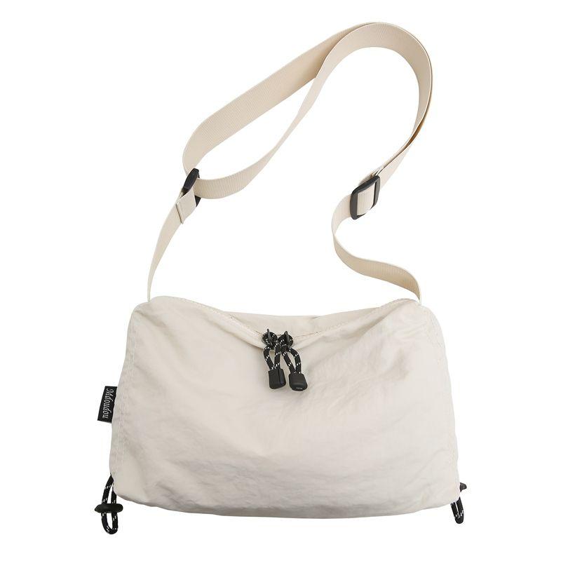 

Japanese Style Lightweight Nylon Ruched Shoulder Messenger Bag White nylon section